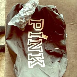 PINK duffle bag with water bottle